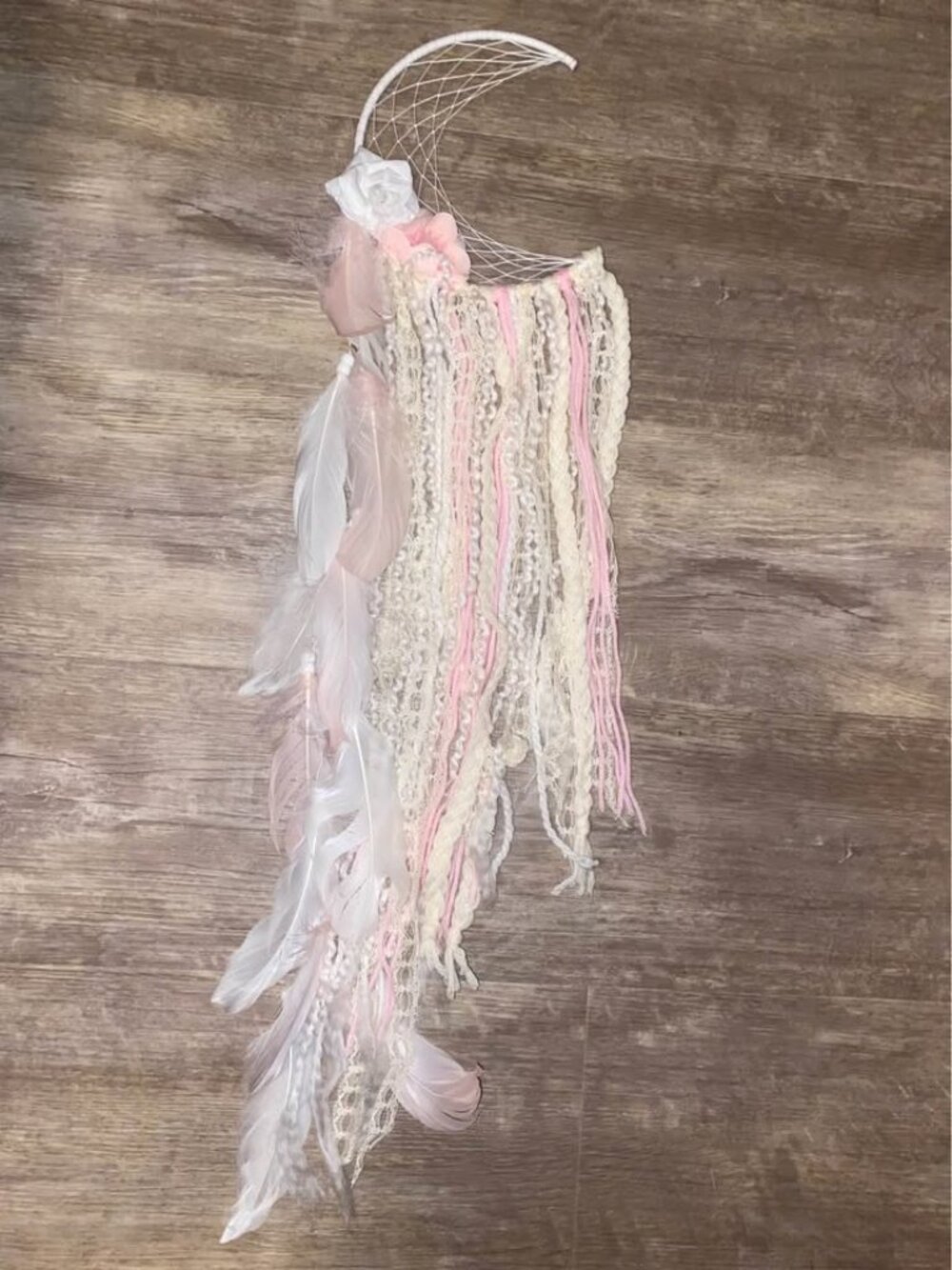 Pretty handmade crescent moon dream catcher